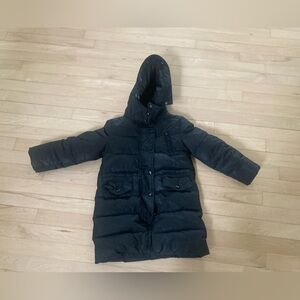 Kids 120 Black Puffer Coat with Hood